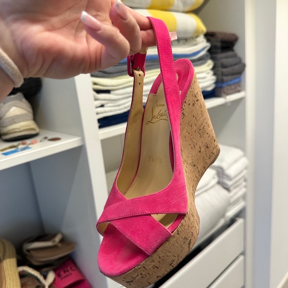 Christian Louboutin Fuchsia Wedge Heels - Picture 4 of 9